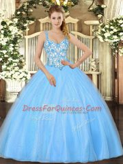 Delicate Sleeveless Beading and Appliques Lace Up 15 Quinceanera Dress