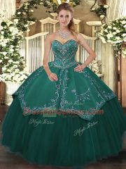 Ball Gowns Quince Ball Gowns Teal Sweetheart Taffeta and Tulle Sleeveless Floor Length Lace Up