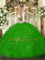 Elegant Vestidos de Quinceanera Military Ball and Sweet 16 and Quinceanera with Beading and Ruffles Scoop Sleeveless Lace Up