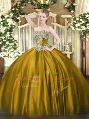 Exquisite Brown Lace Up Sweet 16 Dresses Beading Sleeveless Floor Length