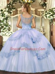 Edgy Lilac Sleeveless Beading and Appliques Floor Length Sweet 16 Dresses