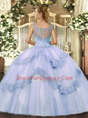 Edgy Lilac Sleeveless Beading and Appliques Floor Length Sweet 16 Dresses