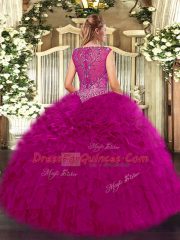 Floor Length Olive Green Quinceanera Gowns Organza Sleeveless Beading and Ruffles
