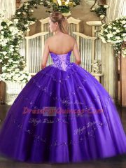 Sweetheart Sleeveless Lace Up Vestidos de Quinceanera Purple Tulle