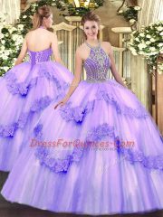 Inexpensive Tulle Sleeveless Floor Length Sweet 16 Dresses and Beading and Appliques