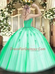 Beading and Appliques 15th Birthday Dress Lace Up Sleeveless Floor Length