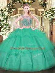 Attractive Sleeveless Beading and Ruffled Layers Lace Up Sweet 16 Quinceanera Dress