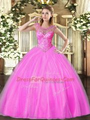 Captivating Sleeveless Floor Length Beading Lace Up Quinceanera Dress with Lilac