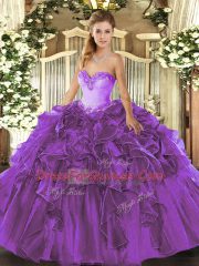 Glorious Organza Sleeveless Floor Length Sweet 16 Quinceanera Dress and Beading and Ruffles