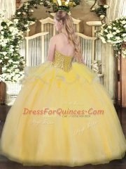 Dramatic Orange Red Ball Gowns Beading Quinceanera Gowns Lace Up Organza Sleeveless Floor Length