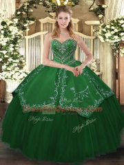 Smart Green Sweet 16 Quinceanera Dress Military Ball and Sweet 16 and Quinceanera with Beading and Pattern Sweetheart Sleeveless Lace Up