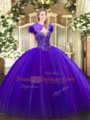 Floor Length Purple Sweet 16 Quinceanera Dress Sweetheart Sleeveless Lace Up