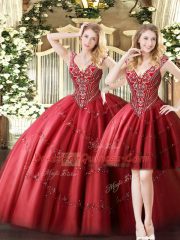 Clearance Sleeveless Lace Up Floor Length Beading Quinceanera Dress