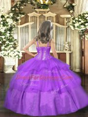 Floor Length Gold Girls Pageant Dresses Straps Sleeveless Lace Up