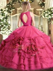 Eggplant Purple Scoop Neckline Lace Quinceanera Dress Sleeveless Lace Up