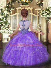 Floor Length Ball Gowns Sleeveless Lavender Little Girls Pageant Dress Zipper