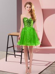 Tulle Sweetheart Sleeveless Zipper Sequins Prom Gown in Green
