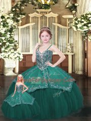 Artistic Sleeveless Lace Up Floor Length Embroidery Ball Gown Prom Dress