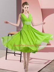 Sleeveless Beading Knee Length Vestidos de Damas