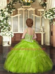 Ball Gowns Beading and Ruffles Girls Pageant Dresses Lace Up Tulle Sleeveless Floor Length
