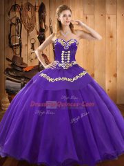 Extravagant Sleeveless Embroidery Lace Up Ball Gown Prom Dress
