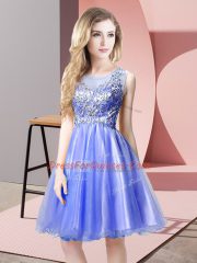 New Style Sleeveless Zipper Knee Length Beading Prom Party Dress