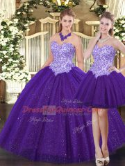 Suitable Floor Length Ball Gowns Sleeveless Purple Quinceanera Dress Lace Up