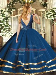 Chic Burgundy 15th Birthday Dress Sweet 16 and Quinceanera with Beading and Ruffled Layers and Ruching V-neck Sleeveless Backless