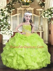 Organza Sleeveless Floor Length Child Pageant Dress and Beading
