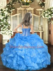 Organza Sleeveless Floor Length Child Pageant Dress and Beading