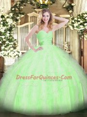 Smart Floor Length 15th Birthday Dress Sweetheart Sleeveless Lace Up