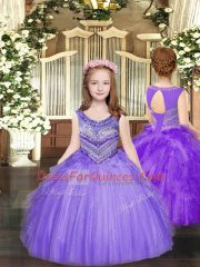 Dazzling Ball Gowns 15 Quinceanera Dress Eggplant Purple Scoop Tulle Sleeveless Floor Length Lace Up