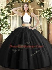Black Sweet 16 Dress Military Ball and Sweet 16 and Quinceanera with Beading Halter Top Sleeveless Backless