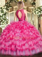 Scoop Sleeveless Organza 15 Quinceanera Dress Ruffled Layers Zipper