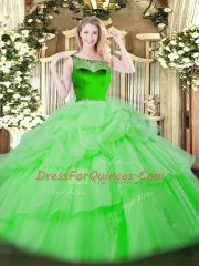 Dynamic Beading and Pick Ups Ball Gown Prom Dress Zipper Sleeveless Floor Length
