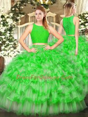 Colorful Floor Length Green Quinceanera Dress Scoop Sleeveless Zipper