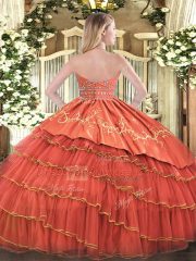 Halter Top Sleeveless Satin and Tulle Quinceanera Gown Beading and Embroidery and Ruffled Layers Zipper