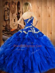 Green Satin and Organza Lace Up Sweetheart Sleeveless Floor Length Quinceanera Gowns Embroidery and Ruffles