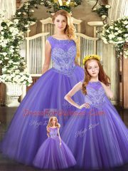 Flare Floor Length Ball Gowns Sleeveless Lavender Vestidos de Quinceanera Lace Up