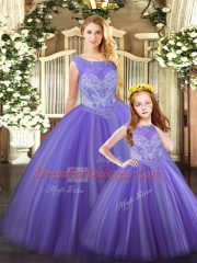 Flare Floor Length Ball Gowns Sleeveless Lavender Vestidos de Quinceanera Lace Up