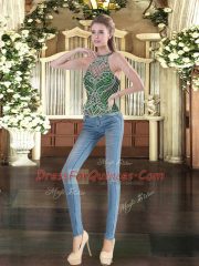 High-neck Sleeveless Tulle 15th Birthday Dress Beading Lace Up