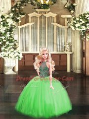 Green Sleeveless Beading Floor Length Quinceanera Gowns