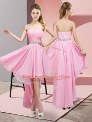Most Popular Sweetheart Sleeveless Chiffon Vestidos de Damas Beading Lace Up