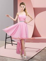 Most Popular Sweetheart Sleeveless Chiffon Vestidos de Damas Beading Lace Up