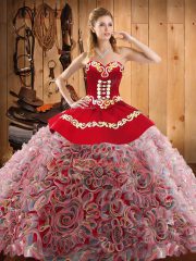 Multi-color Sweetheart Neckline Embroidery Vestidos de Quinceanera Sleeveless Lace Up