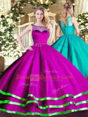 Delicate Floor Length Ball Gowns Sleeveless Fuchsia Sweet 16 Quinceanera Dress Lace Up
