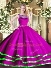 Delicate Floor Length Ball Gowns Sleeveless Fuchsia Sweet 16 Quinceanera Dress Lace Up