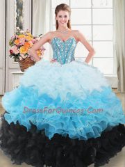 Superior Sweetheart Sleeveless Lace Up 15 Quinceanera Dress Multi-color Organza