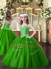 Adorable Sweetheart Sleeveless Lace Up Sweet 16 Quinceanera Dress Green Tulle