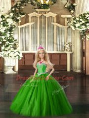 Adorable Sweetheart Sleeveless Lace Up Sweet 16 Quinceanera Dress Green Tulle